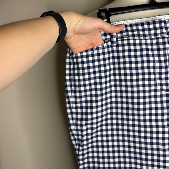 Talbots Women's Navy and White Gingham Cropped Pants - Picture 2 of 9